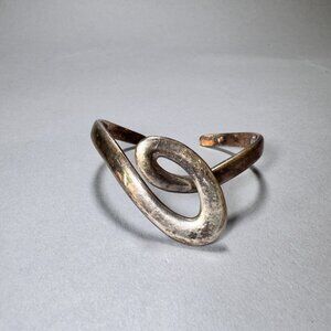 Vintage Modernist Sterling Silver Cuff Bracelet – Single Spiral Design